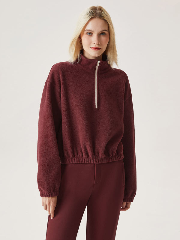 Cozy Polar Fleece Contrast Zipper Sweatshirt