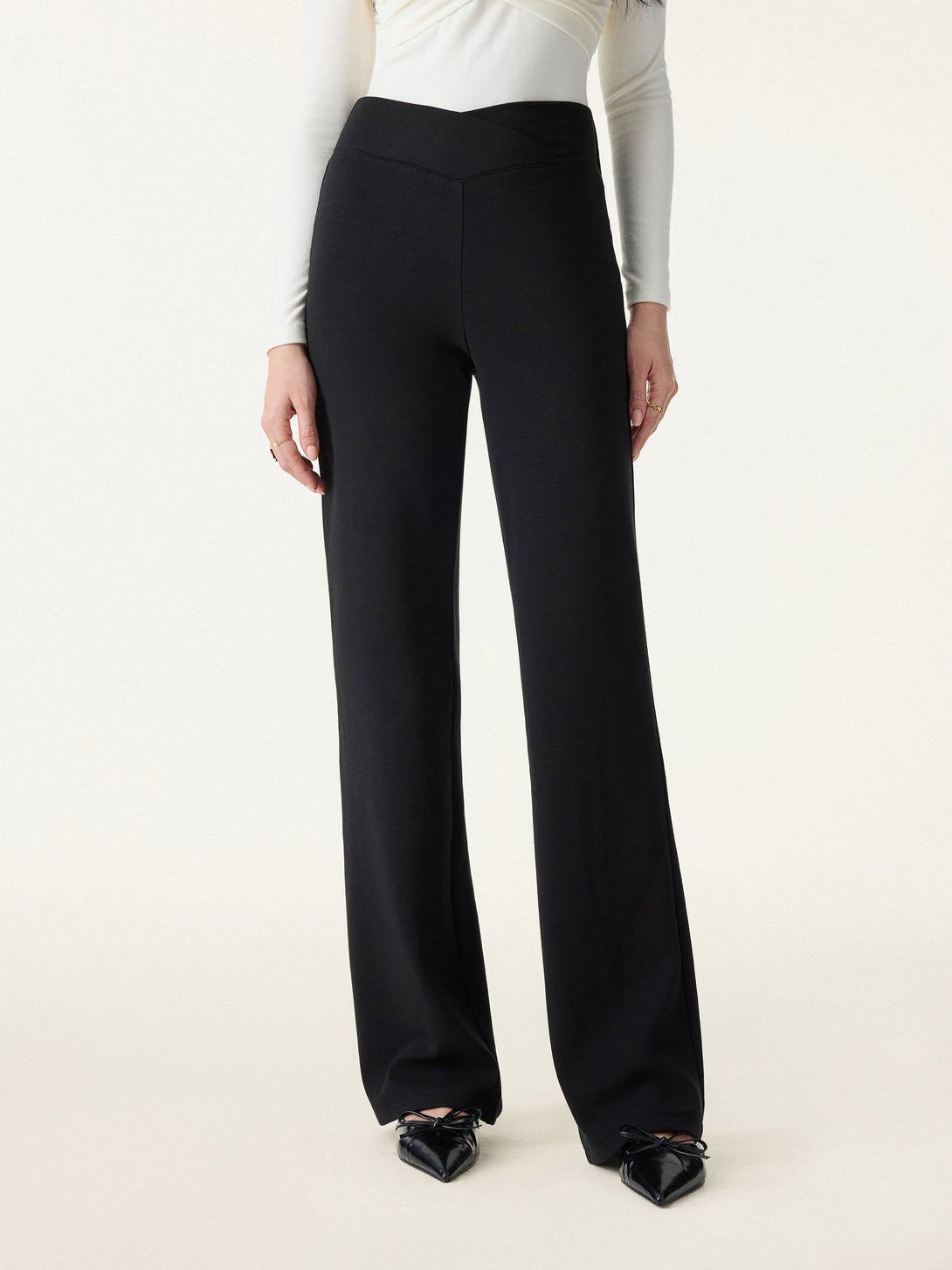Cozy Warm V-Waistband Flared Leg Pull-On Pants