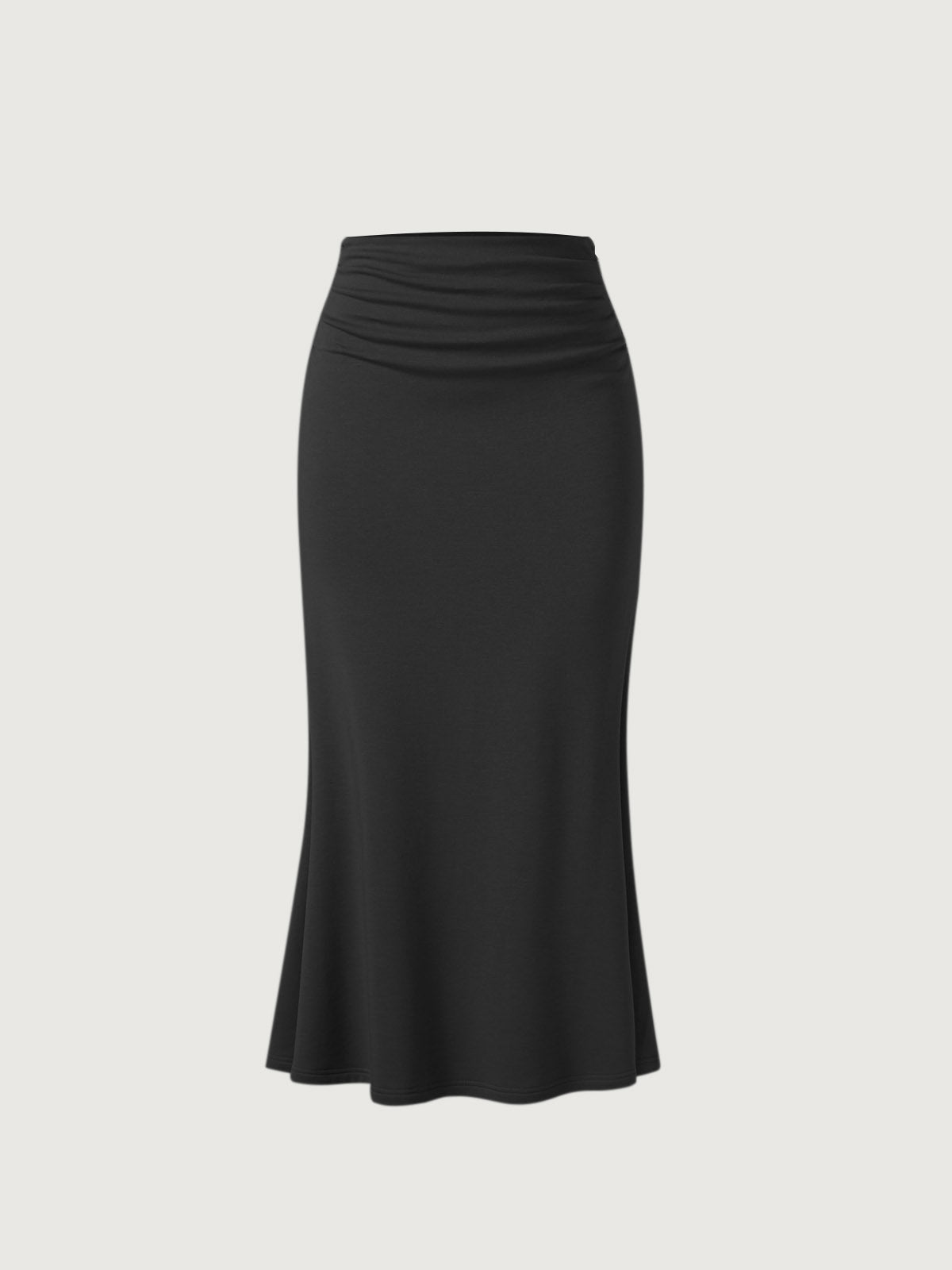 Ruched Side Mermaid Maxi Skirt-Brushed Inside - Moss