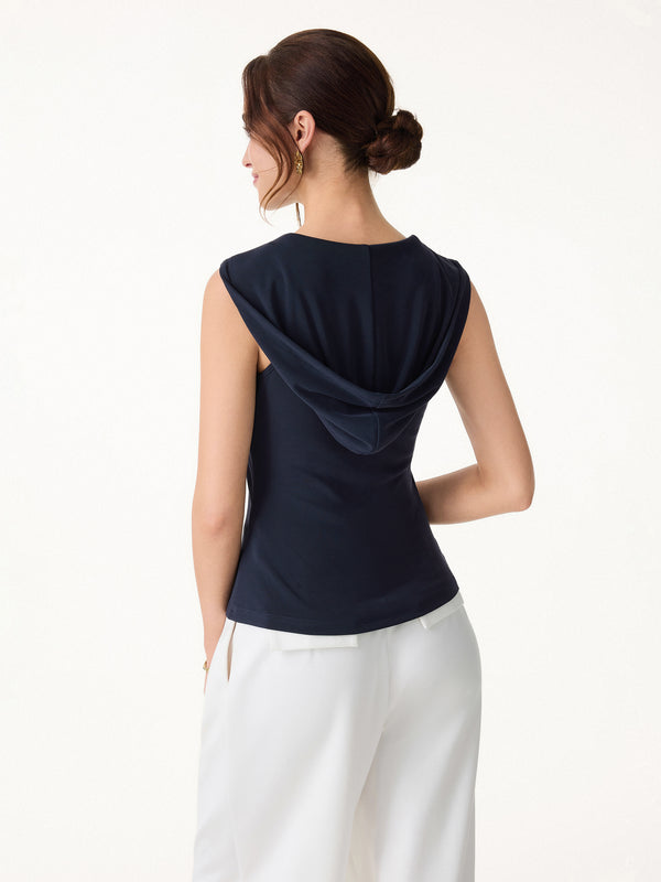 OGLmove Modal Blend 1/4 Zip Hooded Sleeveless Bra Top