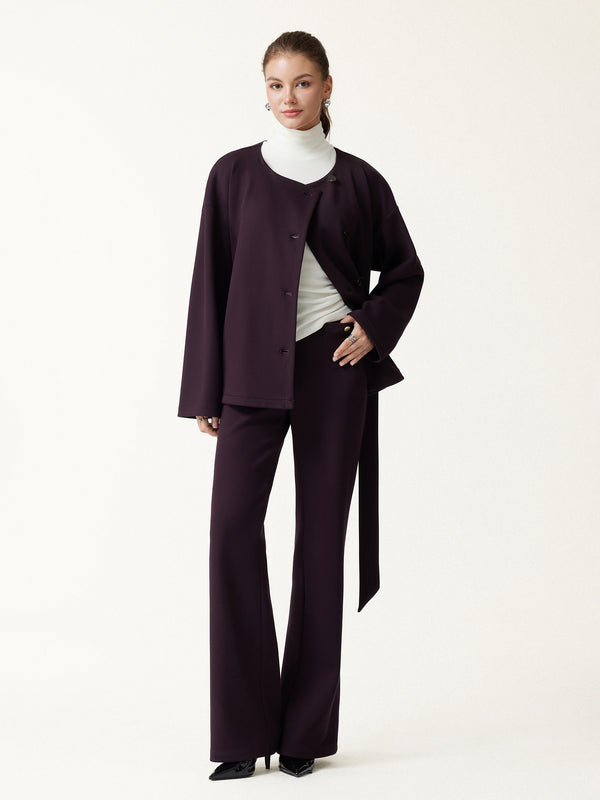 OGLmove Bamboo-Blend Mid-Rise Flared Pants with Pockets Purple Gloam XXS