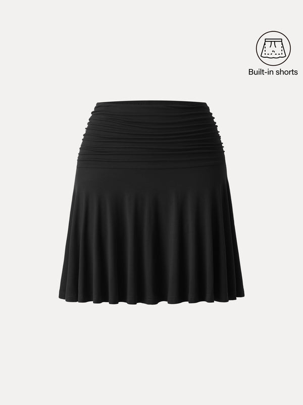OGLmove Essential Ruched Mini Circle Skirt with Lined Shorts