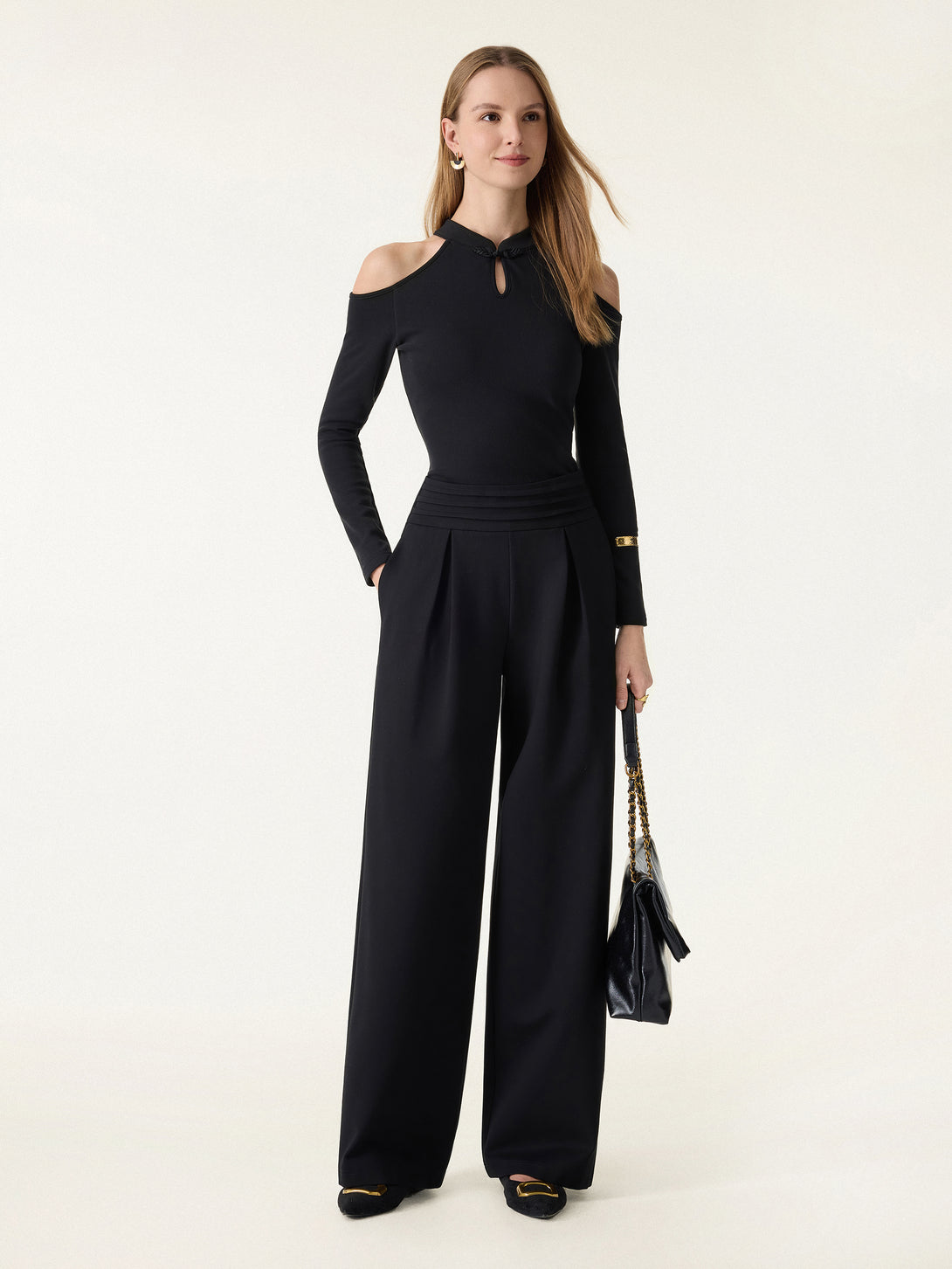 Cutout Shoulder Mandarin Collar Going-out Brami