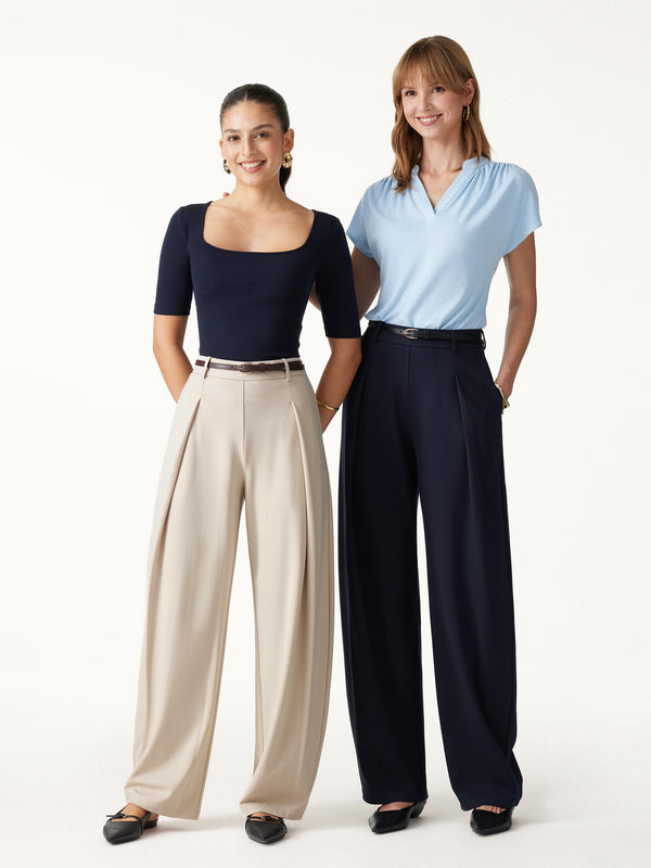 OGLmove Ponte High-Rise Barrel Pants with Pockets