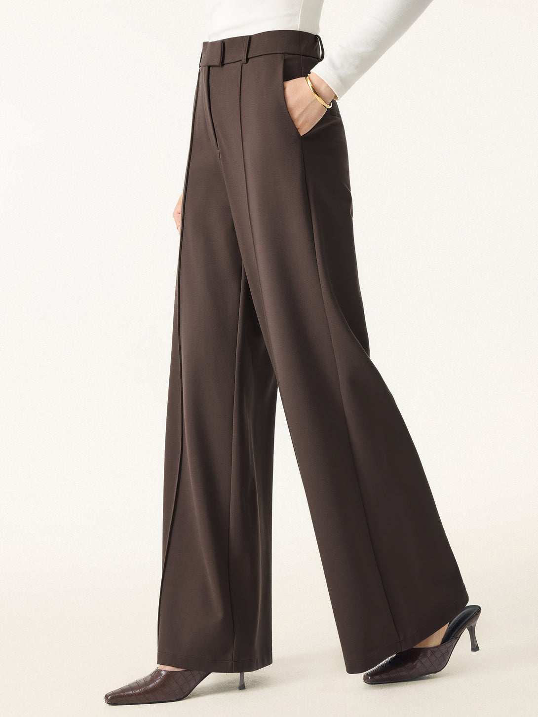 Everyday Mid Rise Wide Leg Trousers with Pockets