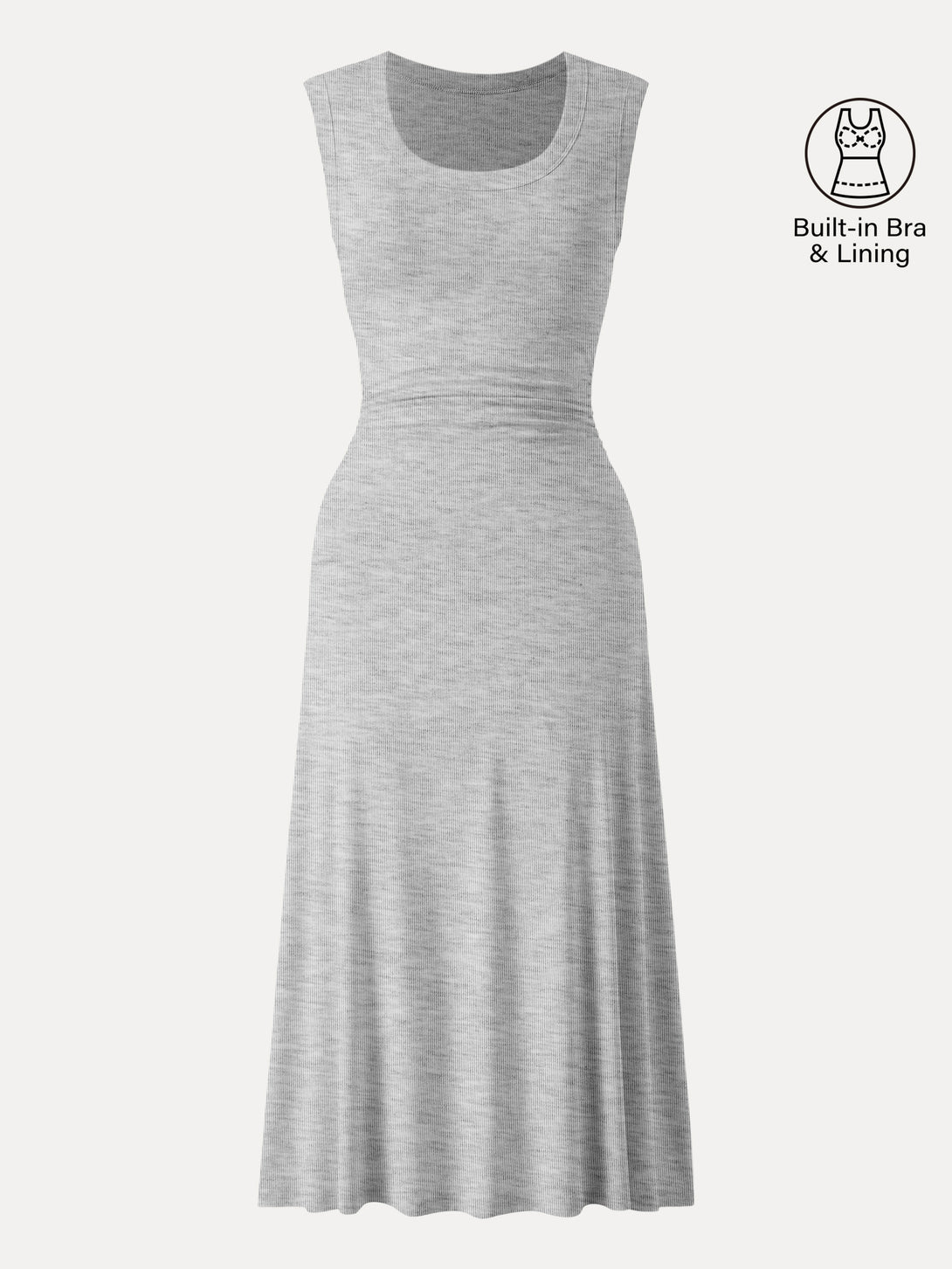 Scoop Neck Side Ruched New Airy Brami Midi Dress Heather Grey XS