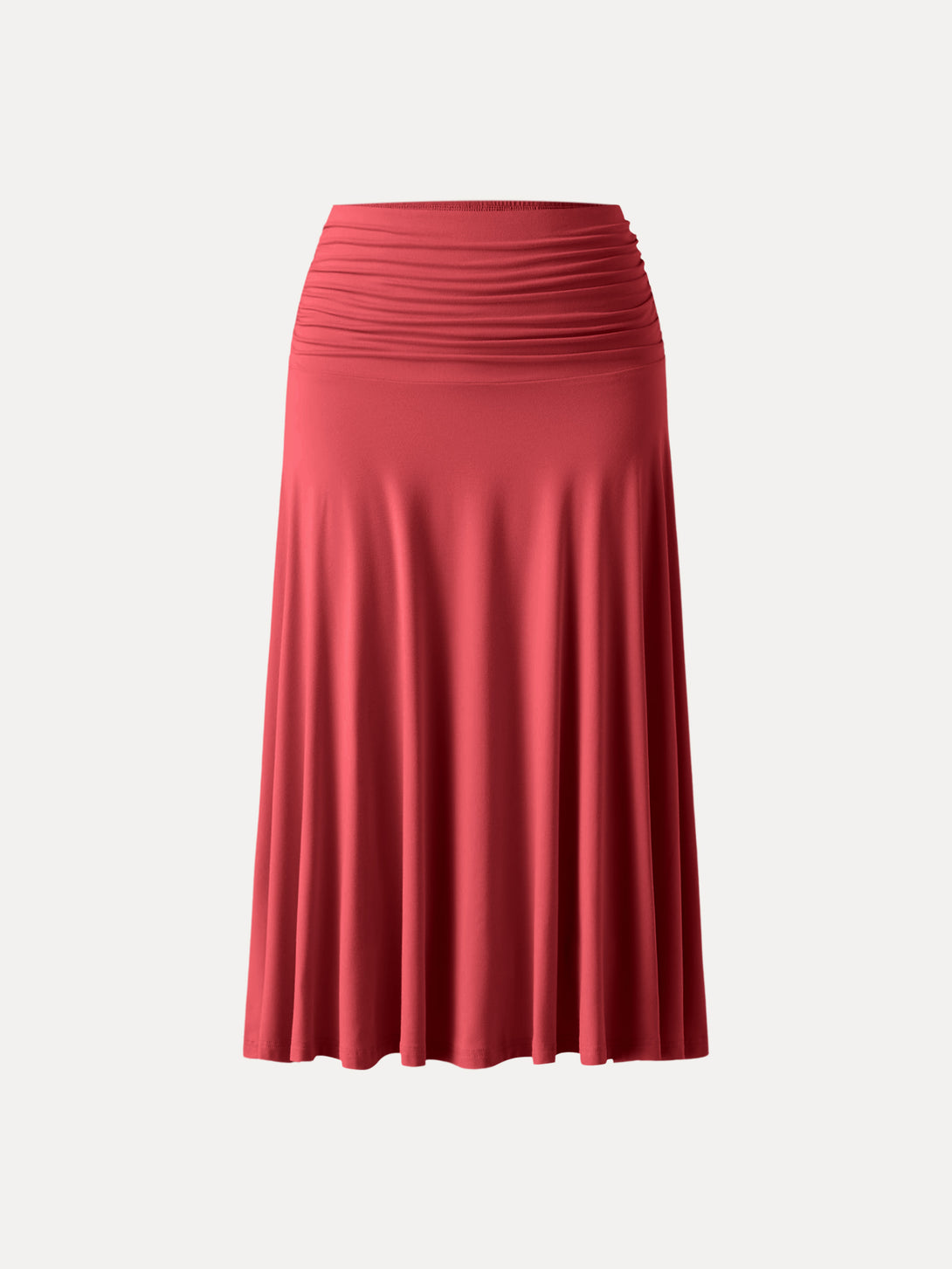 Flowy Side Ruched A-line Midi Skirt Red XS