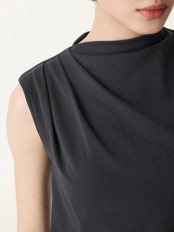 Cotton Lyocell Mockneck Tucked Sleeveless Brami