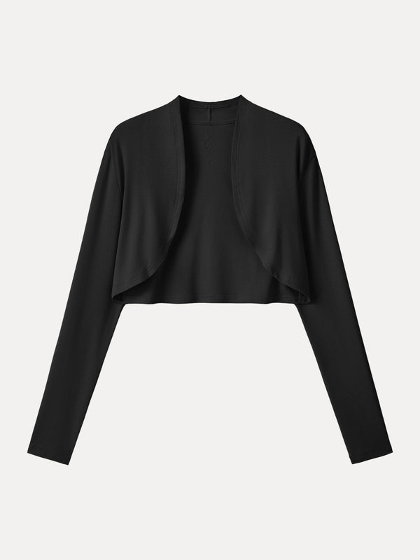 OGLmove Non-Itch Linen Knit Cropped Cardigan Black XS