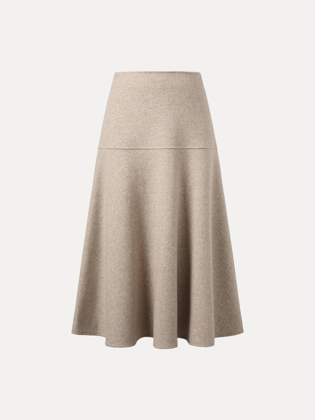 Wool-like Flared Maxi Skirt Petite Heather Oatmeal