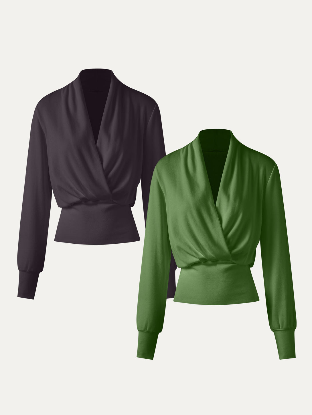 2Pcs Set Surplice Tuckable Top Avocado/Purple Gloam XS