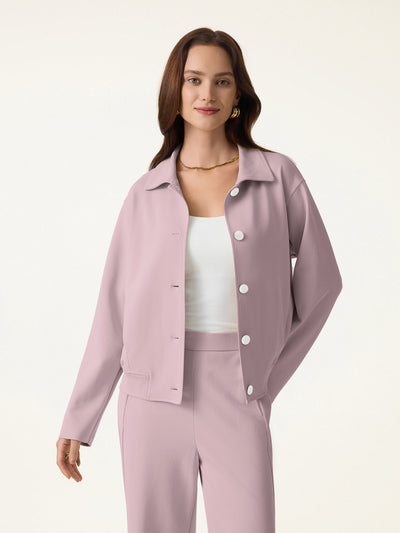 Modal Blend Comfy Collared Button-Front Jacket Pink Elephant XS