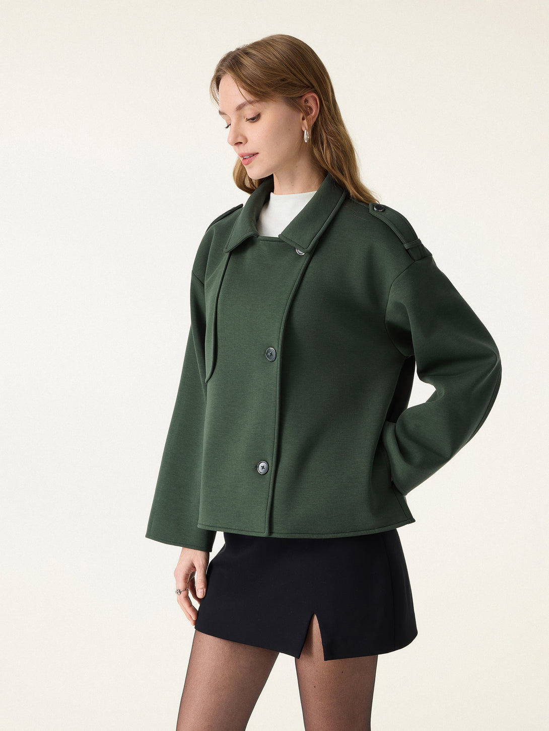 DoubleWarm Convertible Collar Buttoned Coat