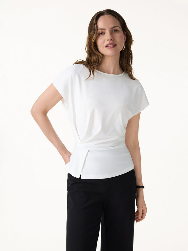 OGLmove Cooling Ponte Relaxed Round Neck Tucked Top White XS