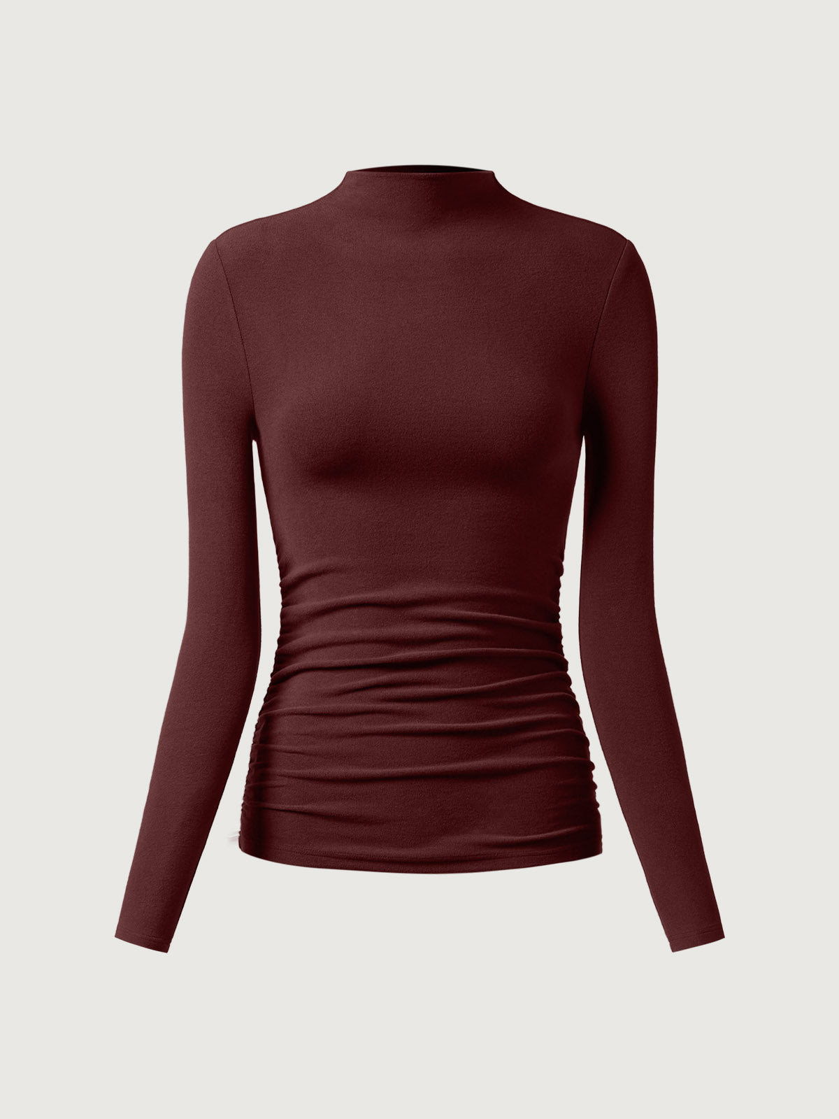 Ogl Eco-Mousse® Thermal Ruched Sides Tuckable Mockneck Top – OGLmove