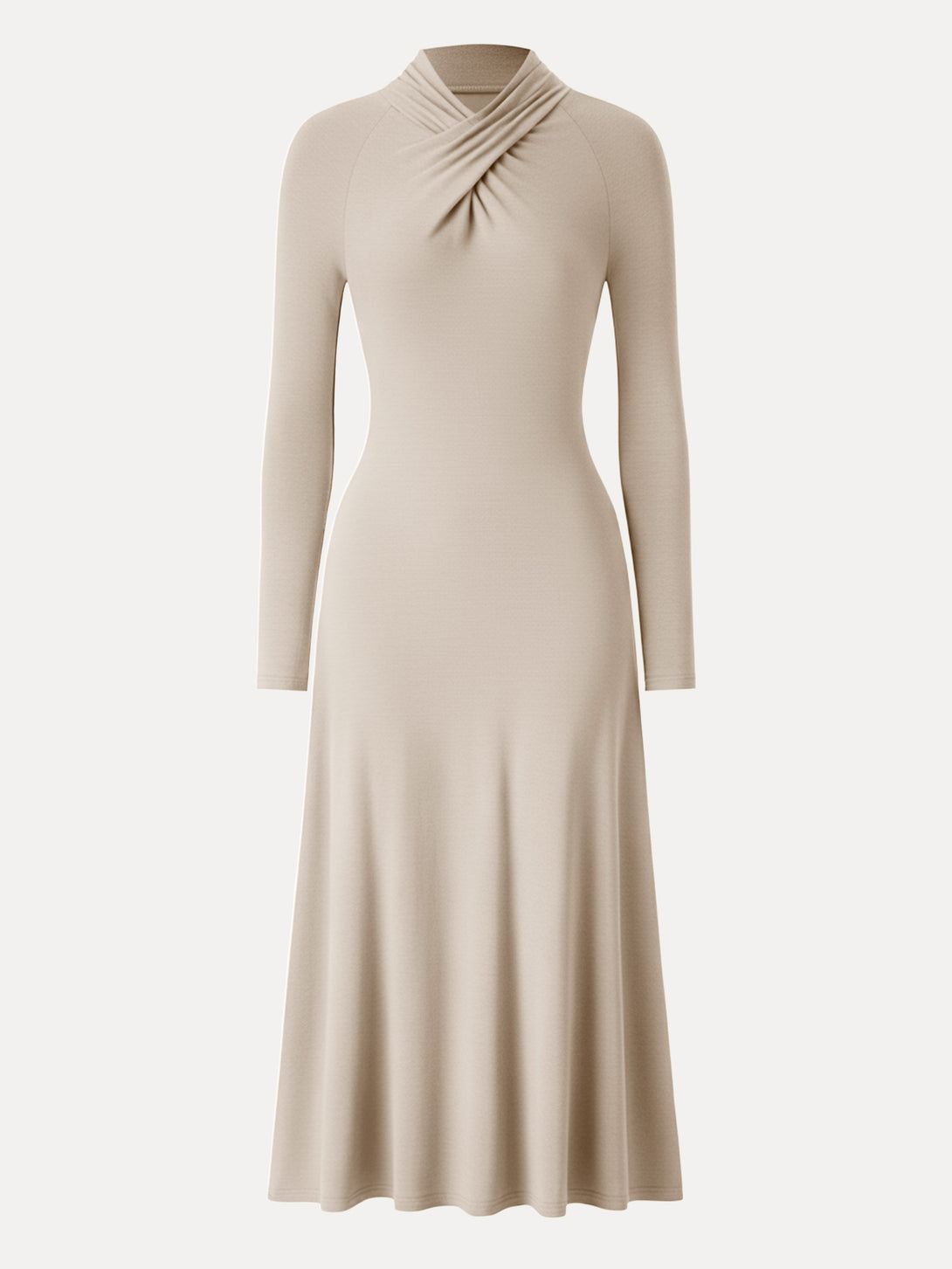 ProWarm Twisted Mockneck Midi Dress Natural Calico XS
