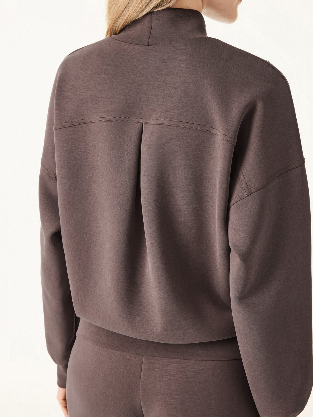 2Pcs Set Petite Mid Rise Straight Leg Pants with Pockets & Mockneck Pullover Shirt