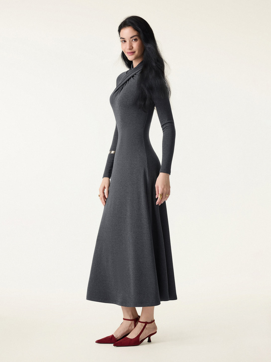 ProWarm Twisted Mockneck Midi Dress