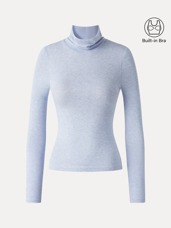 OGLmove Lyocell-Wool Mock Neck Long Sleeve Bra Top