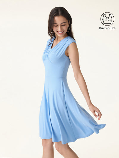SkinKiss Cooling V-Neck Gathered Bra Dress with Pockets