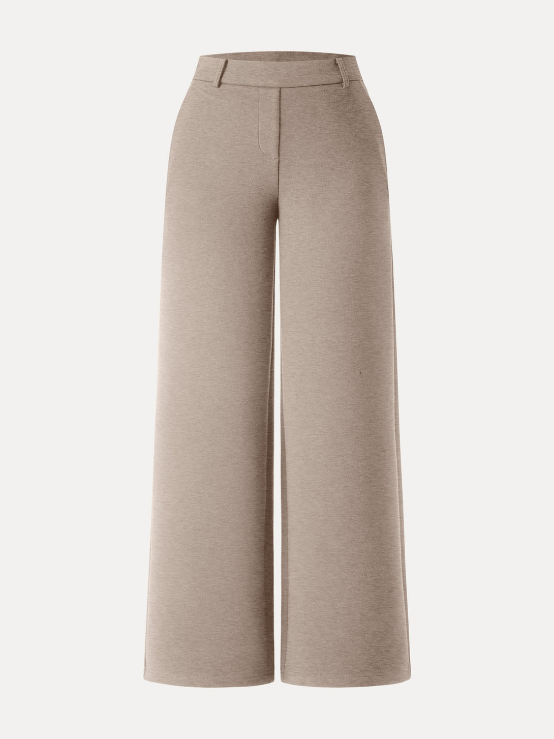 Stretchy Mid Rise Straight Leg Pull-on Pants with Pockets Regular Heather Taupe
