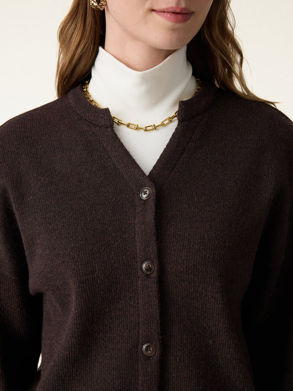 Cozy Knit Cropped Button Front Cardigan