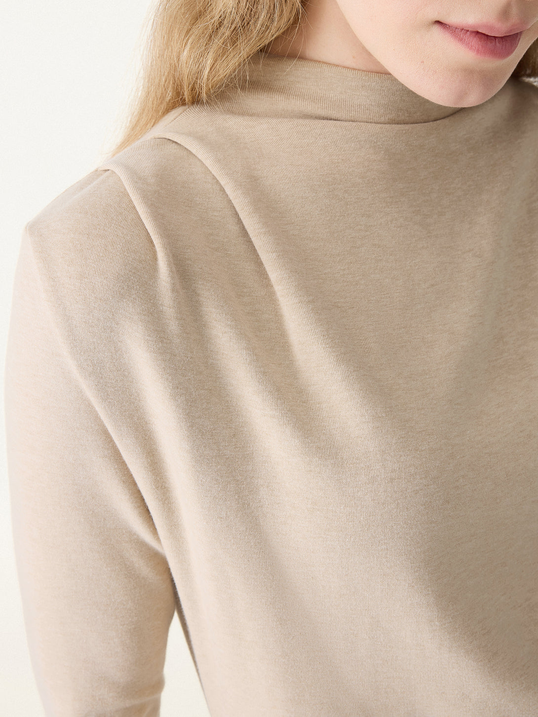 ProWarm Ruched Mockneck Fit-and-Flare Midi Dress