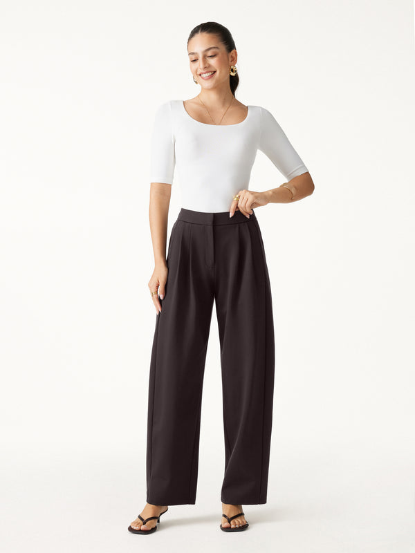 OGLmove Ponte Low-Rise Ankled Barrel Pants with Pockets