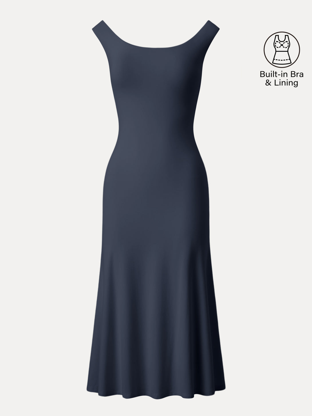 Scoop Neck Midi Low Back Brami Dress Midnight Navy XS