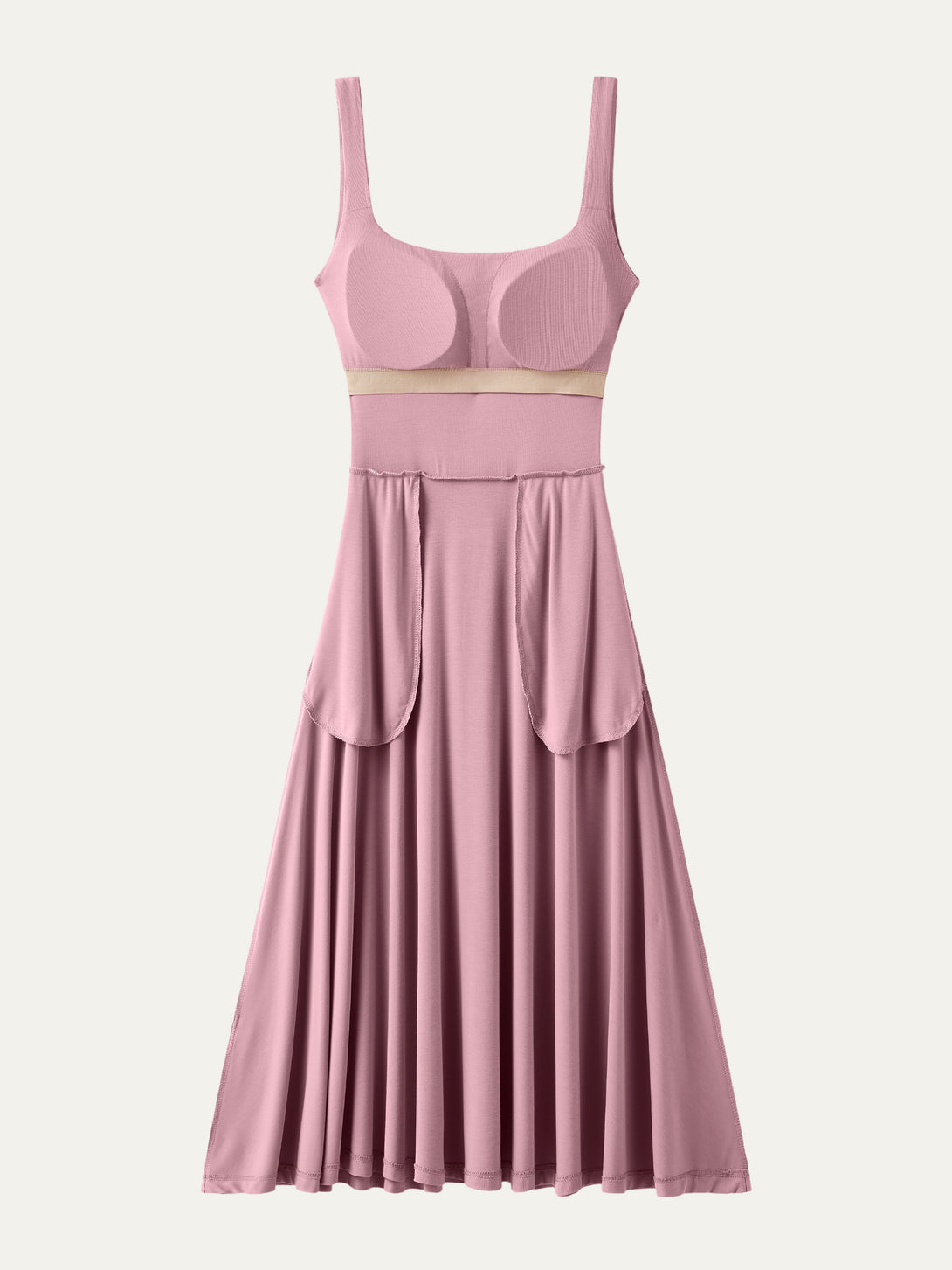 Square Neck Flowy New Airy Brami Midi Dress