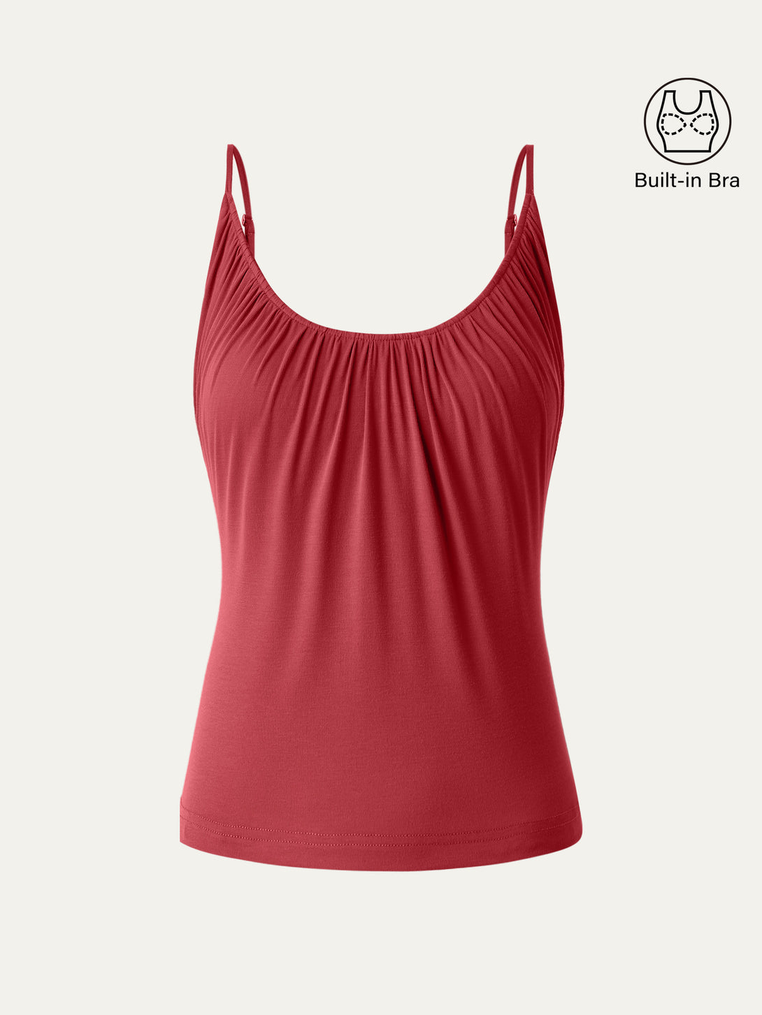 Red Tonal Co-ord Capsule Gathered Spaghetti Tank Red