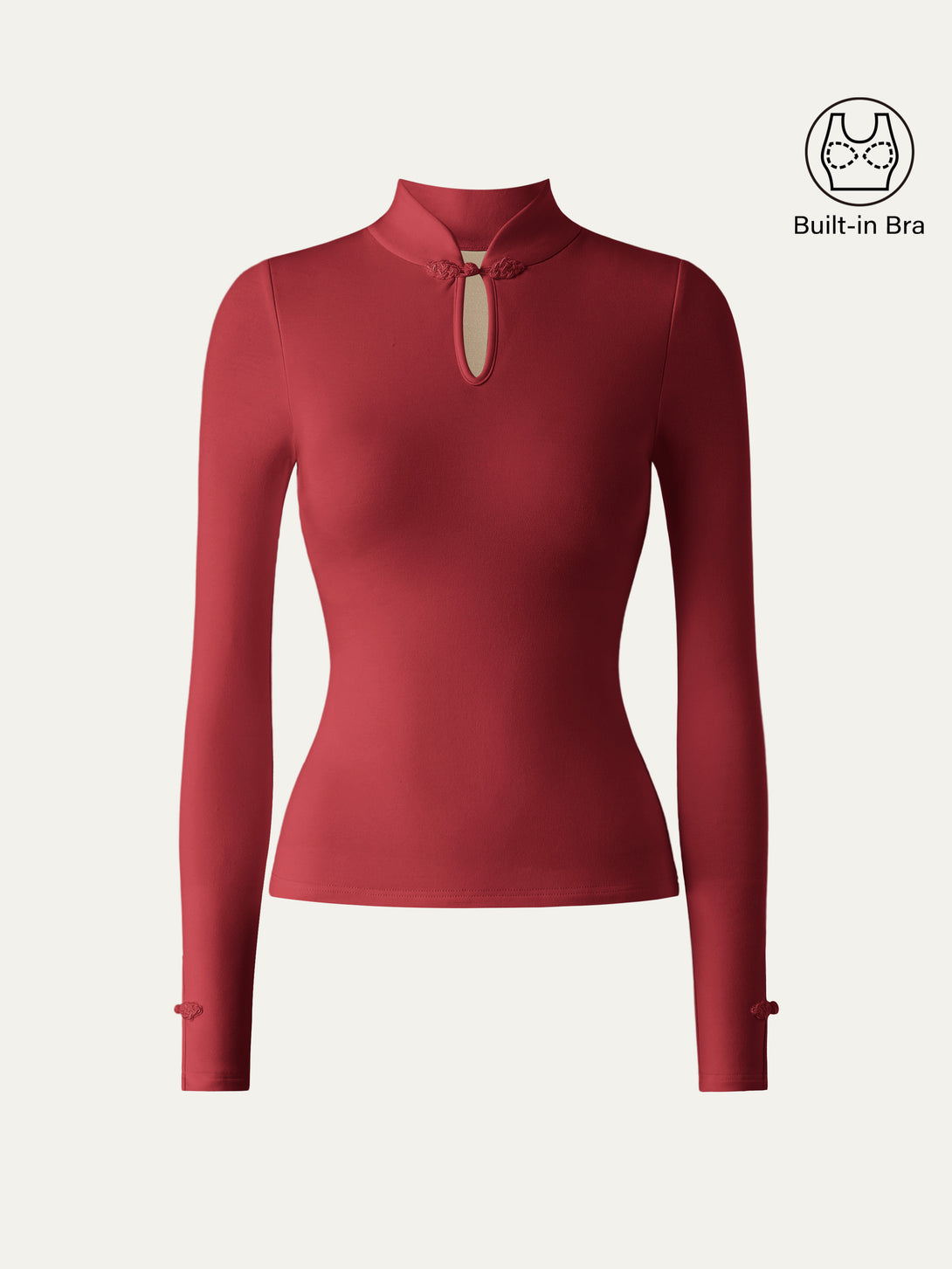 Mandarin Collar Frog Button Brami Top Limited Edition Luxe Red XS