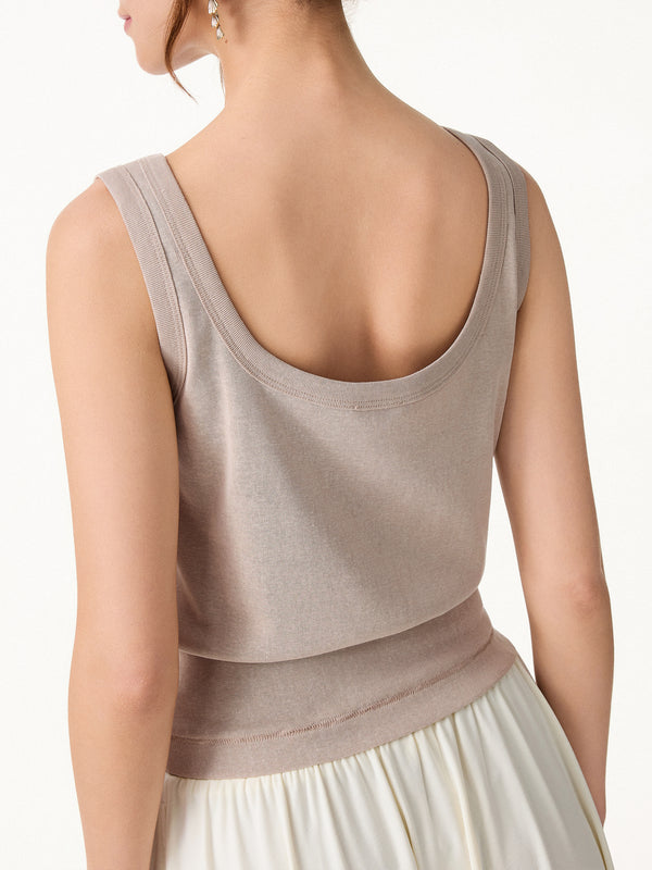 OGLmove Cotton-Linen Blend Reversible Boatneck Low Back Top