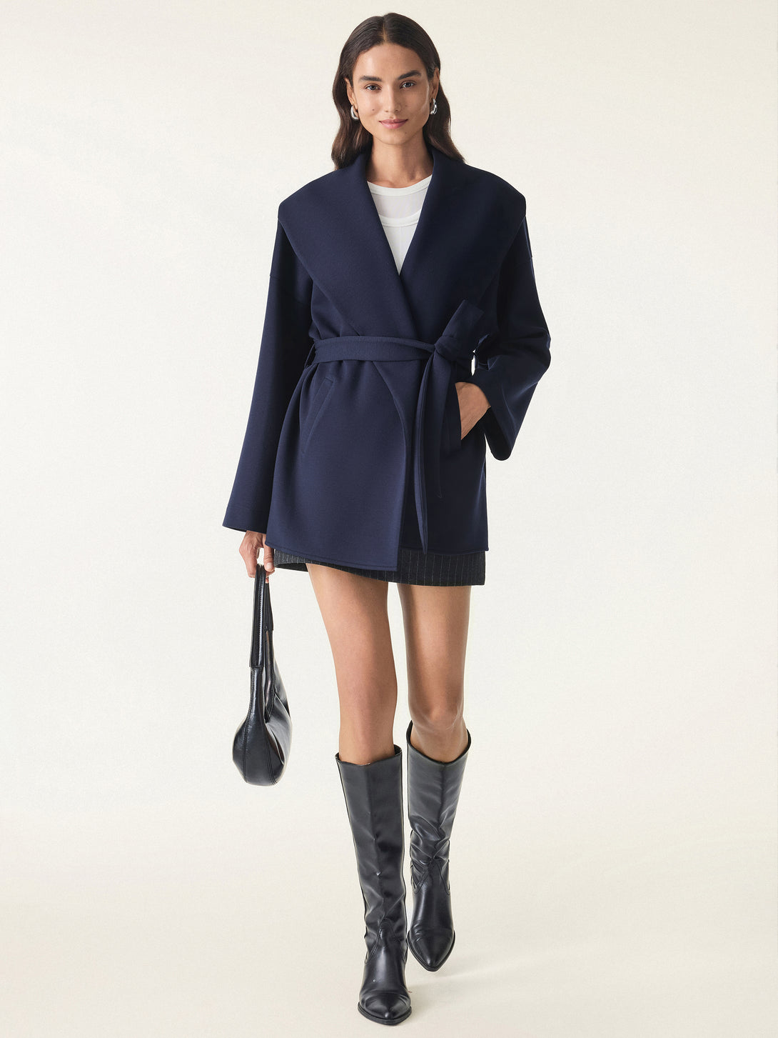 Belted Shawl Collar Robe Jacket with Pockets