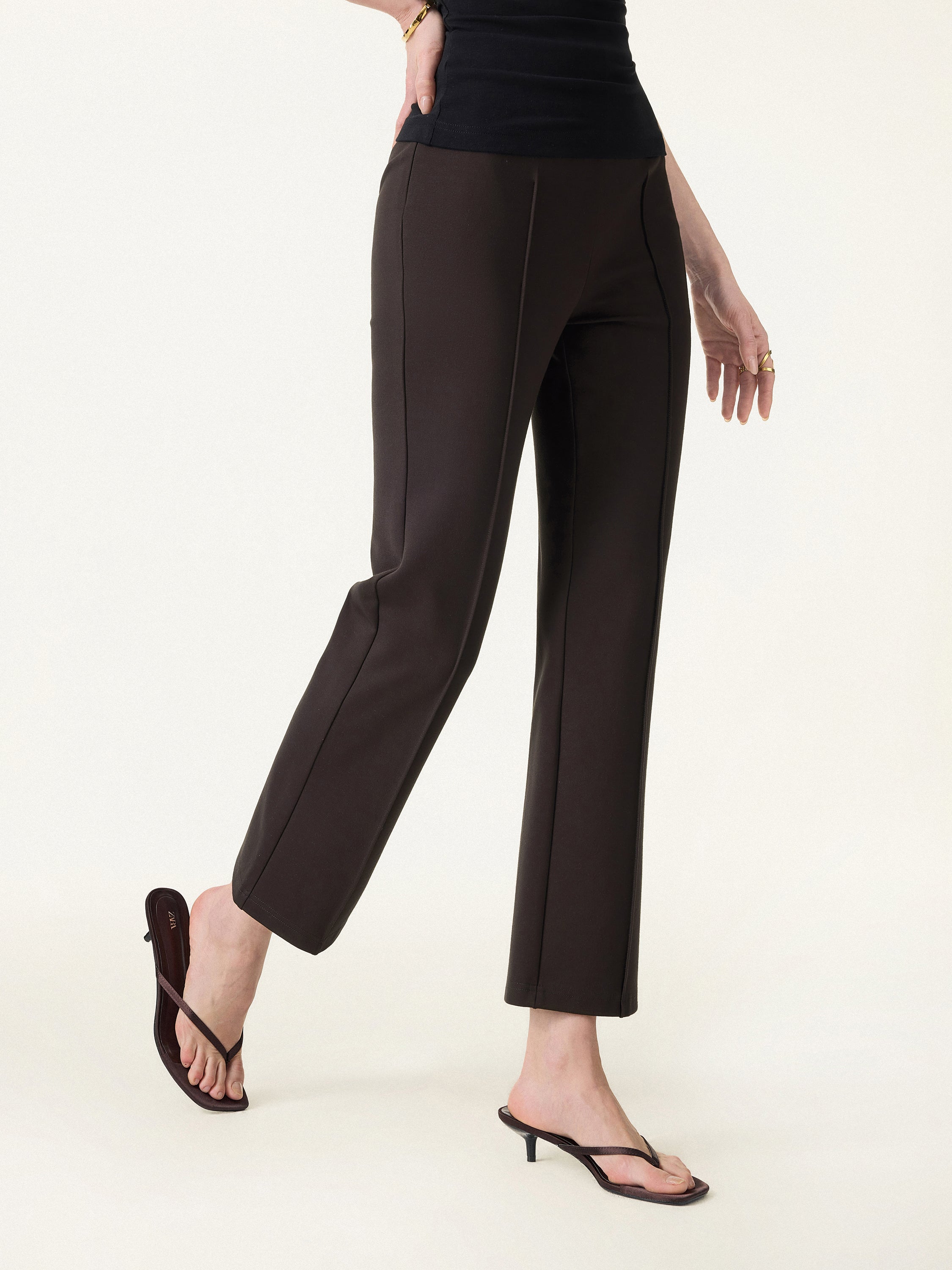 Wrinkle Resistant High Rise Cropped Flare Leg Travel Pant