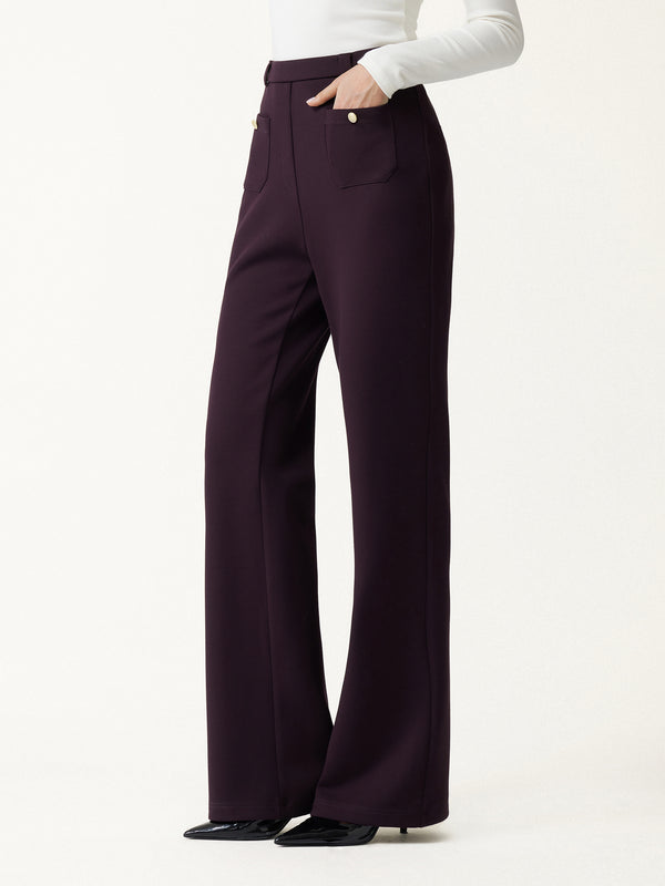 OGLmove Bamboo-Blend Mid-Rise Flared Pants with Pockets