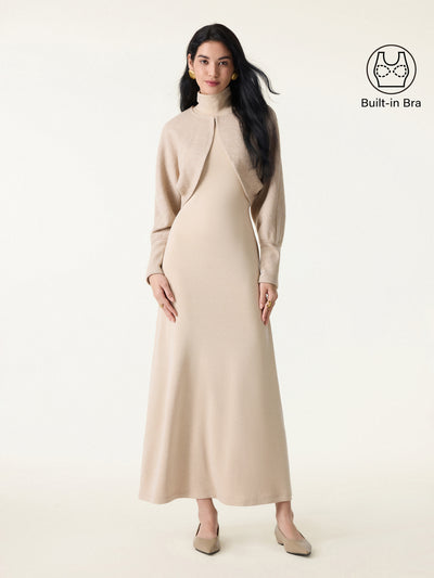 ProWarm Sleeveless Turtleneck Brami Dress with Cardigan