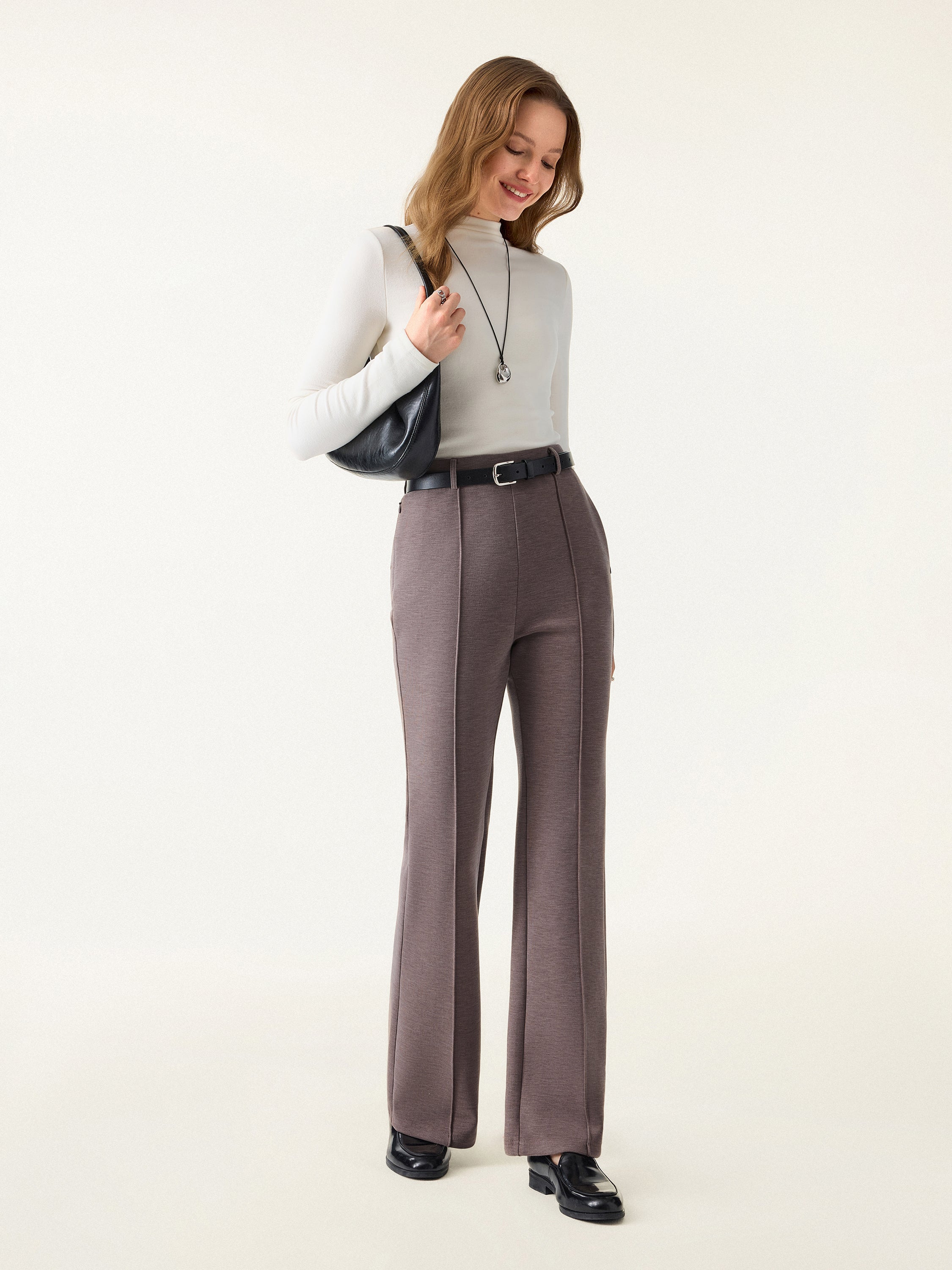OGL Double-Faced Cozy High Rise Pintuck Pull-on Pants with Pockets