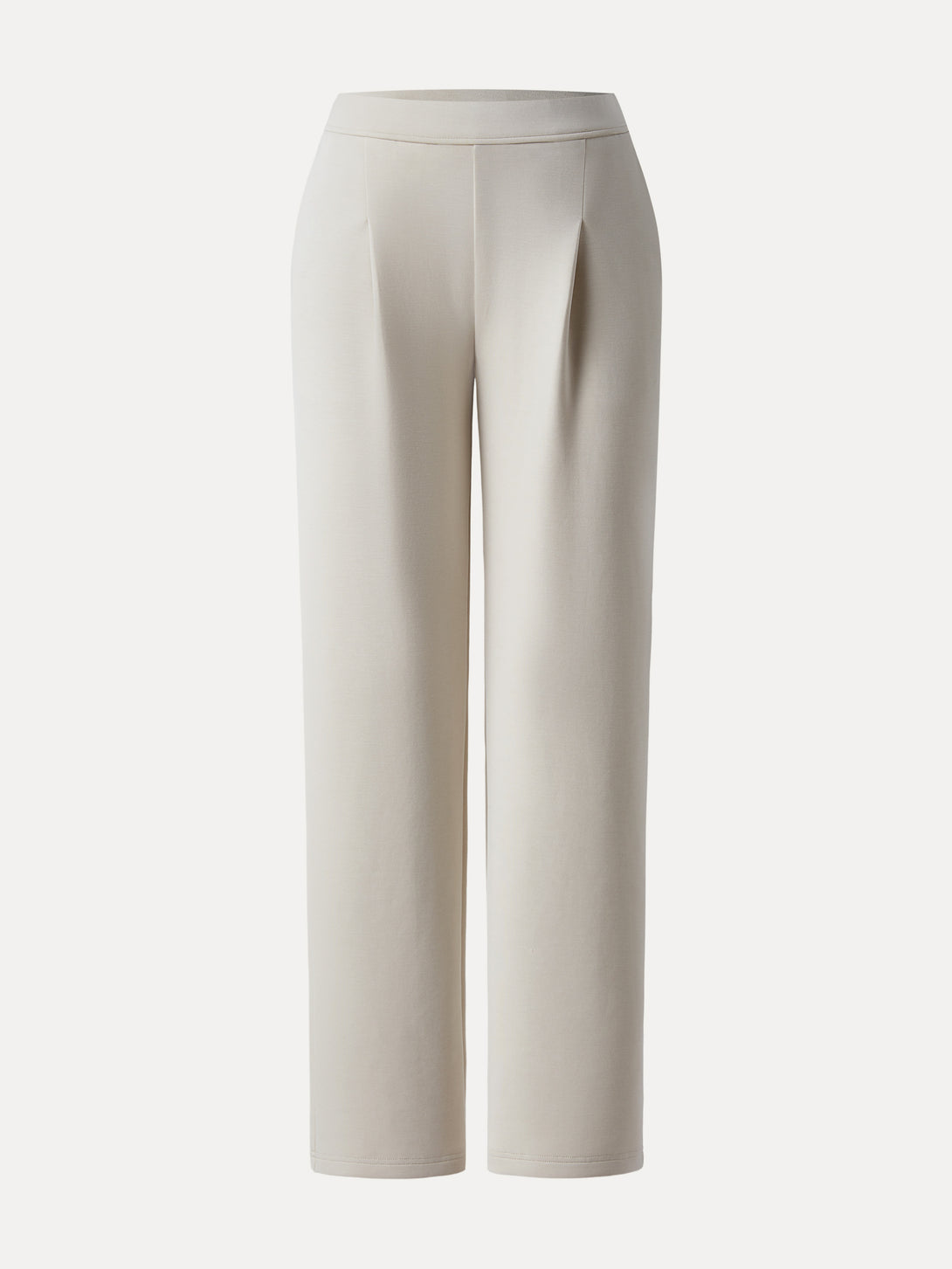 Sandwashed Spacer Mid Rise Straight Leg Pull-on Trousers with Pockets Regular Ash Ivory