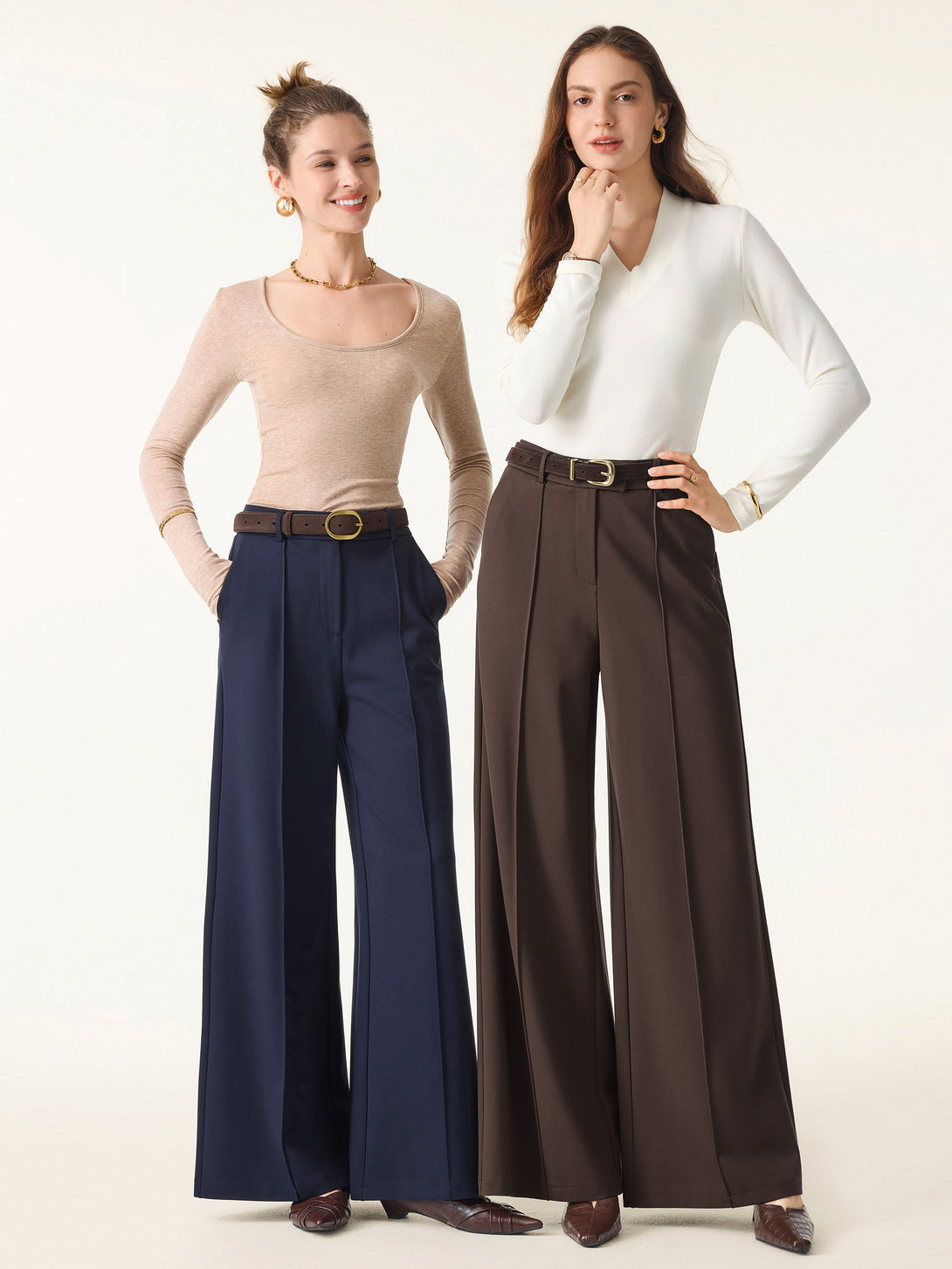 Everyday Mid Rise Wide Leg Trousers with Pockets