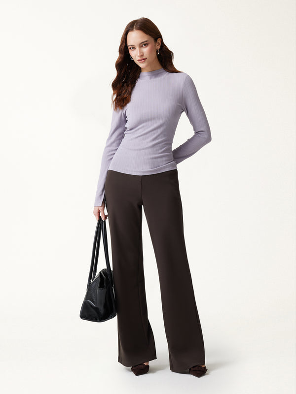 OGLmove Prowarm Mock Neck Long Sleeve Cuff-Slit Built-In Bra Top