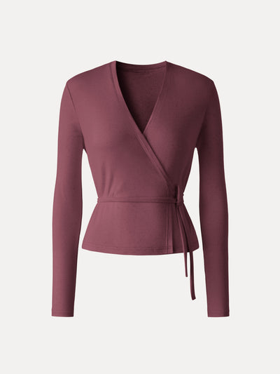 OGLmove Modal Linen Soft Airy Wrap Cardigan Ruby Red XS