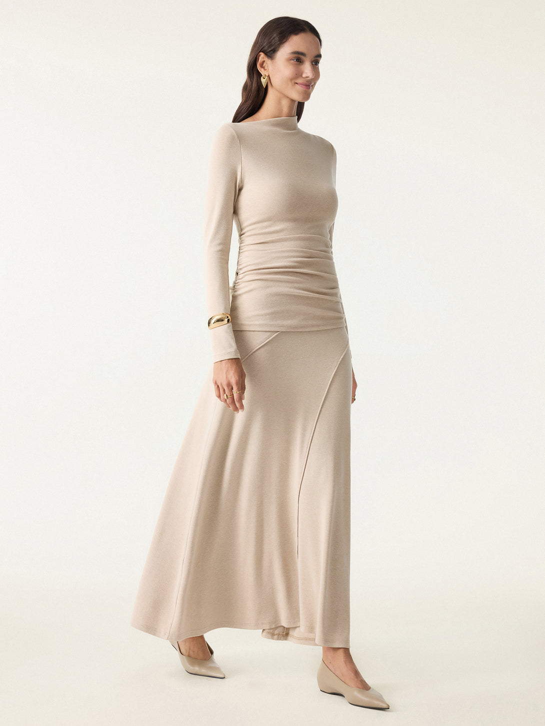 Pull-on Flared Maxi Skirt