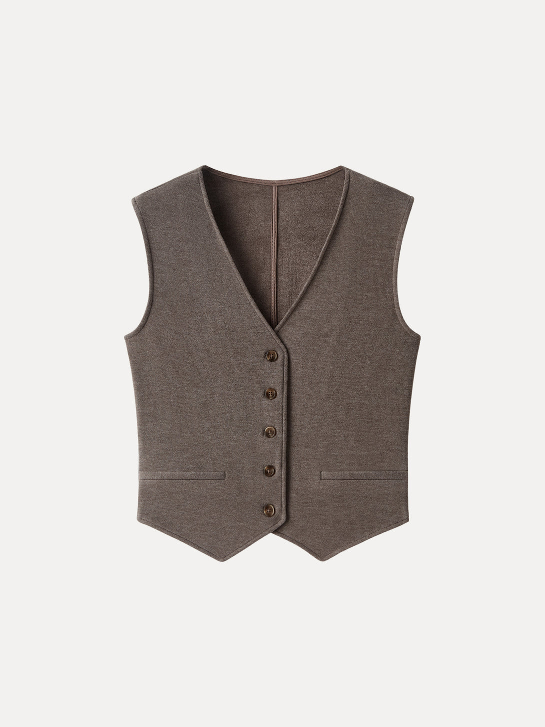 Brushed Warm V-neck Button Front Vest