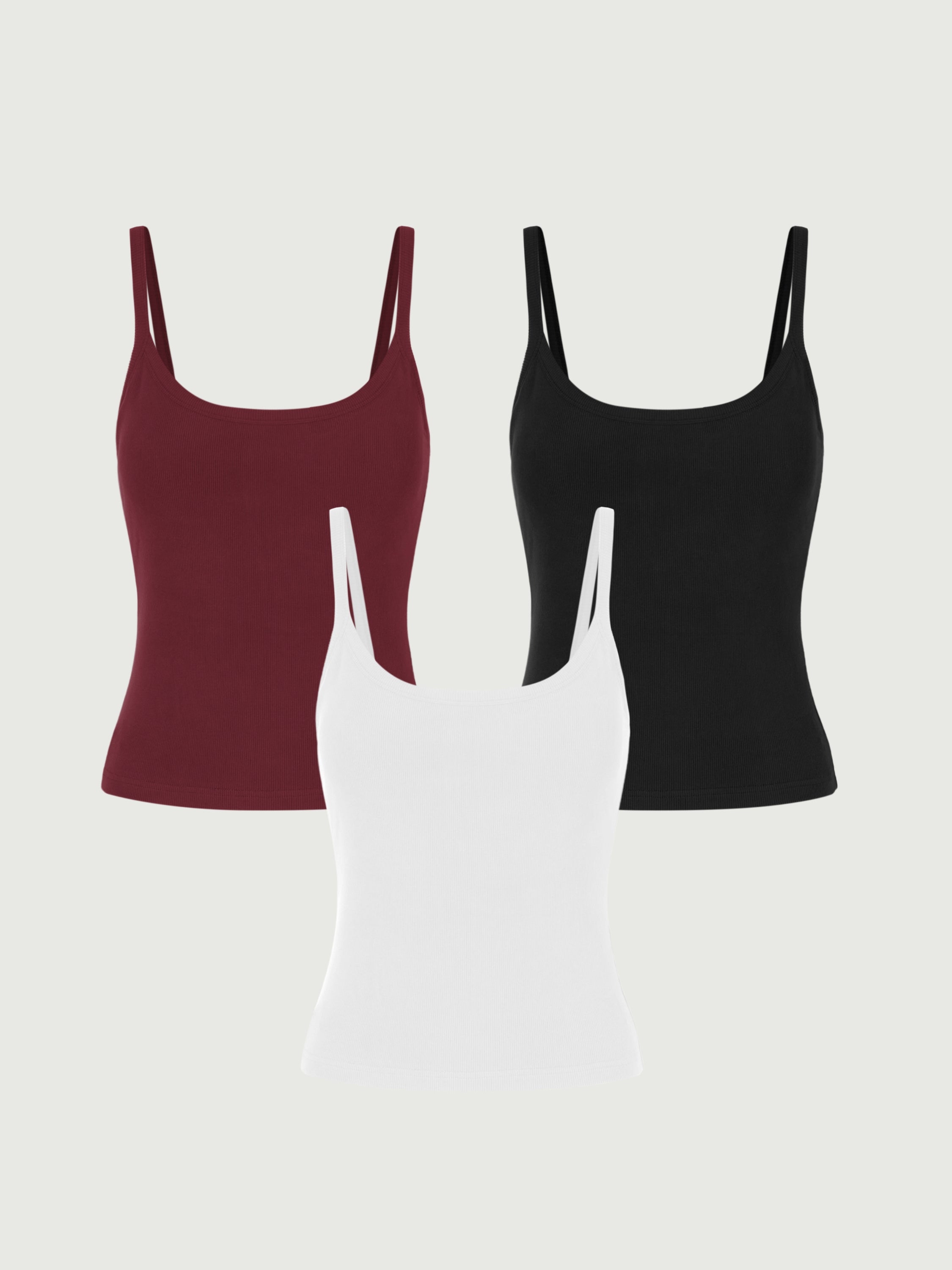 Soft Brushed Rib Brami 3Pcs Set - White/Ruby/Black