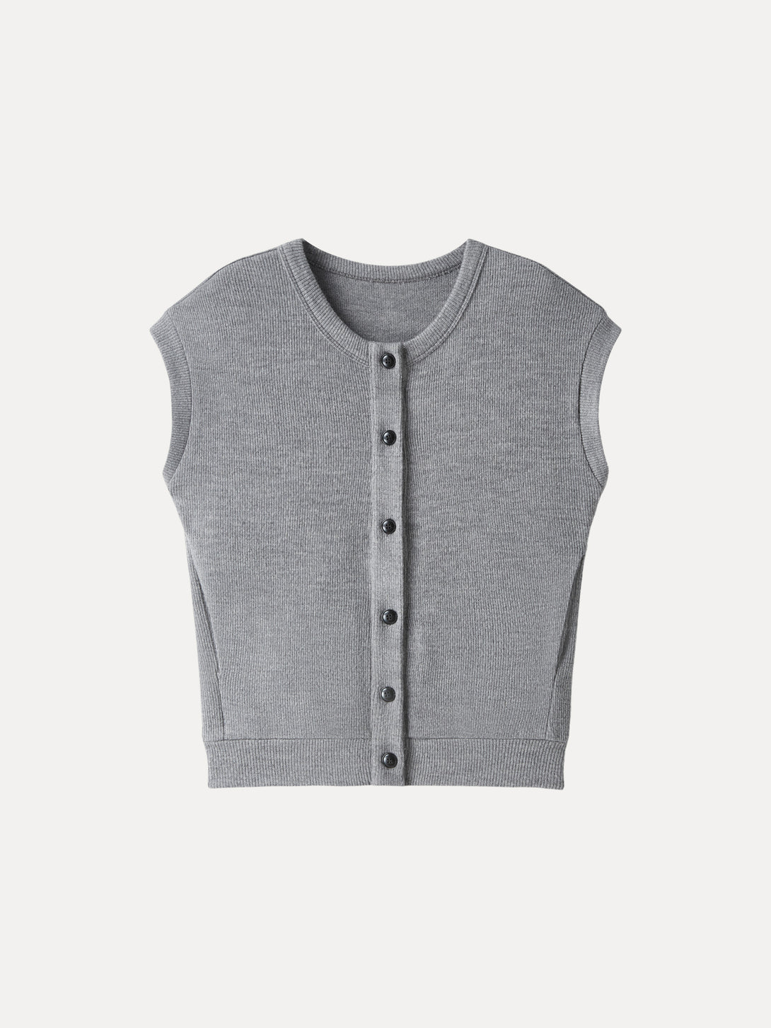 Cozy Crewneck Button Front Vest with Banded Hem
