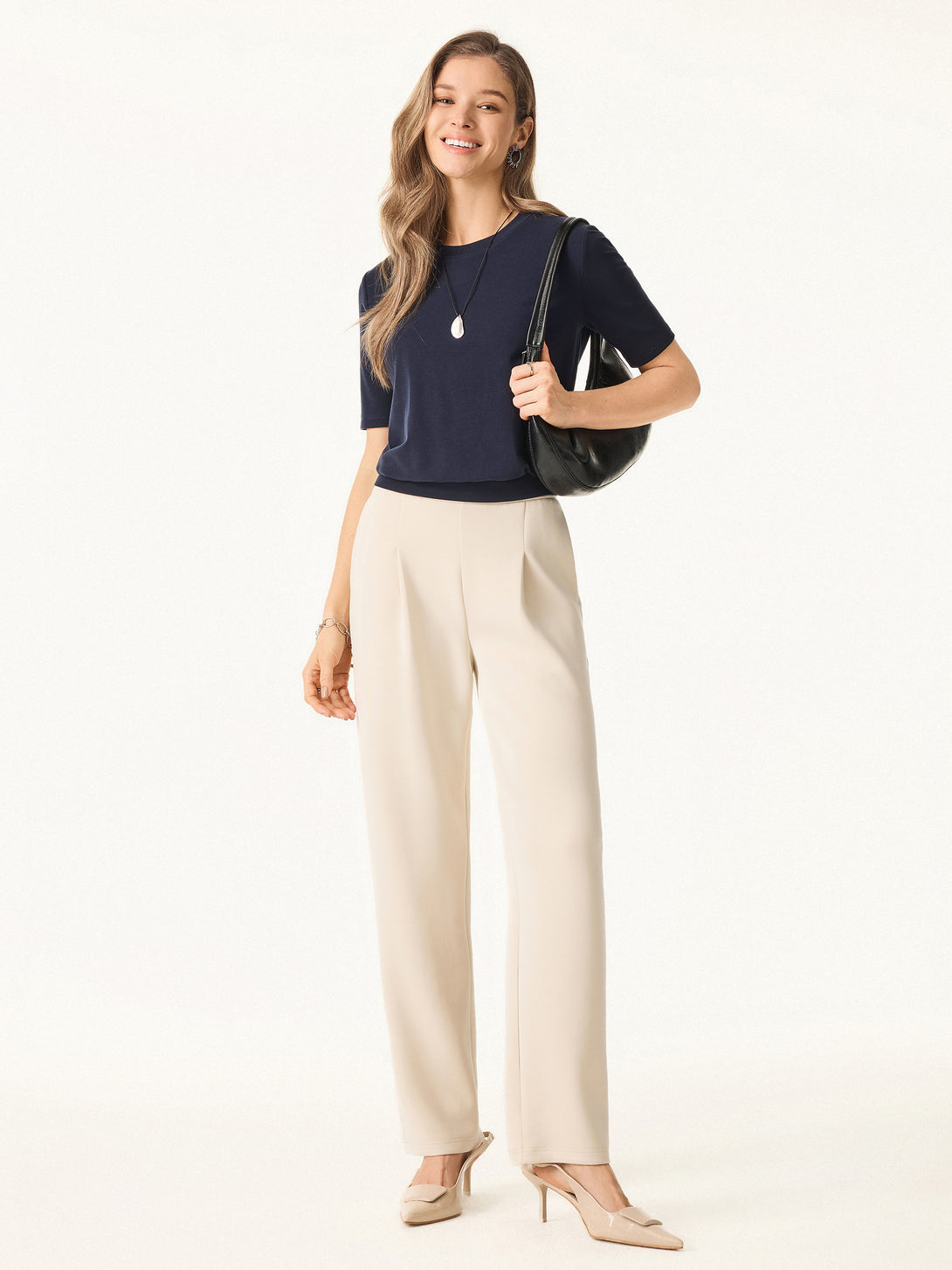 Lyocell Wool Crewneck Brami with Banded Hem