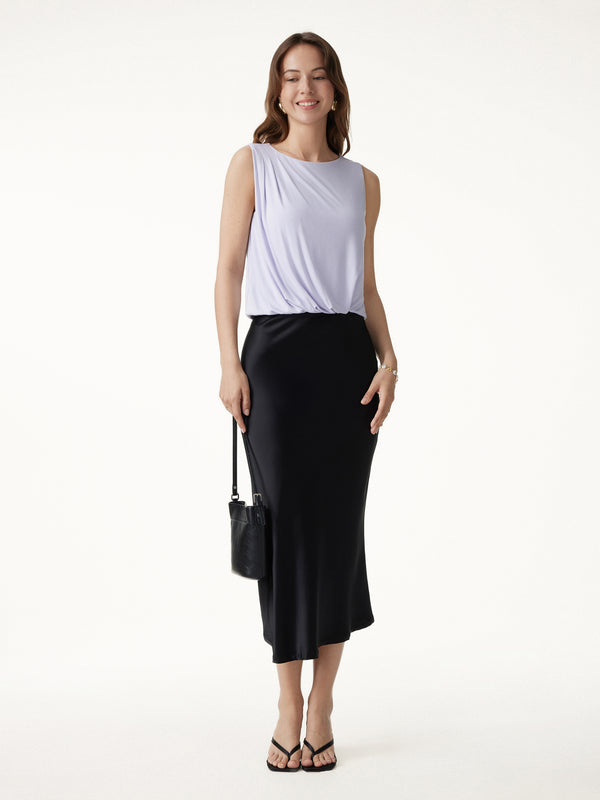 OGLmove Boatneck Gathered Hem Cropped Top
