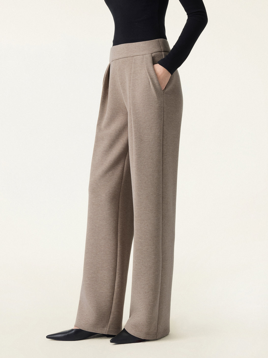 FuzzLuxe Mid Rise Straight Leg Pull-on Pants with Pockets