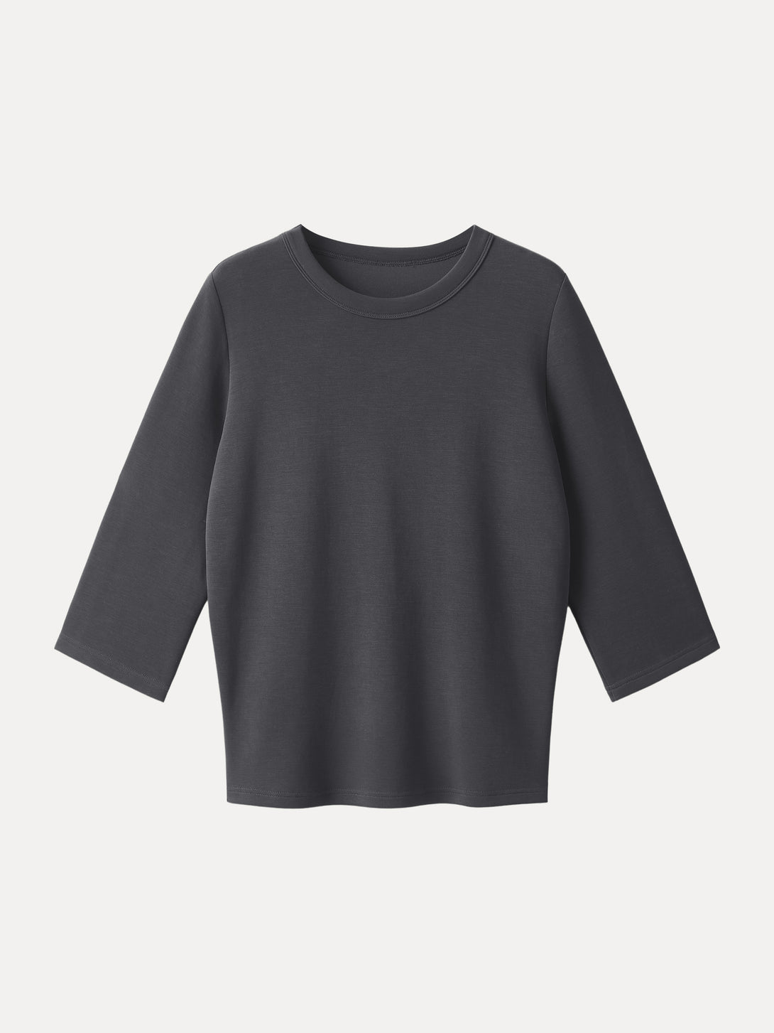 Sandwashed Spacer Crewneck 3/4 Sleeve Top